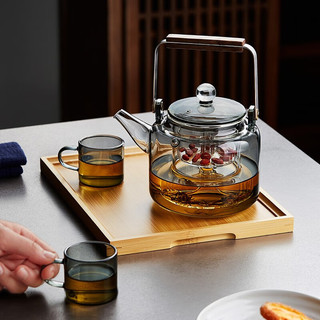 美斯尼玻璃茶壶蒸煮一体壶加厚耐热功夫茶具家用办公泡茶壶大容量烧水壶 空灵壶 1030ml
