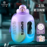 ESSONIO意大利品牌大容量男生健身运动水壶耐高温塑料水瓶大肚杯子顿顿桶 夏日绚紫2.5L