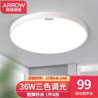 ARROW 箭牌卫浴 箭牌照明 吸顶灯led卧室灯 丹白36瓦圆形三色40cm适18平内