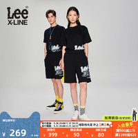 LeeXLINE23春夏新品宽松男女同款短卫裤黑LUB0054254XH-Y 黑色 （尺码偏大建议小一码购买） XL