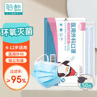 聆懿一次性医用口罩亲肤透气甲流防护口罩三层防护内含熔喷布环氧灭菌医用级口罩一次性口罩药监认证备案可查 医用外科口罩独立装 50片