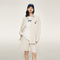 运动休闲衬衫女2022春季新款宽松灯芯绒上衣 S 米白