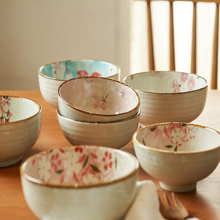 肆月日式米饭碗套装家用陶瓷碗微波炉碗个人专用 4.5英寸丨漫舞