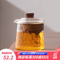 瓷牌茗茶具（cipaiming teaset）玻璃盖碗茶具防烫泡茶器手抓壶单人泡茶 透明《沧海》玻璃盖碗