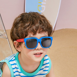 柠檬宝宝 儿童夏季太阳镜男女童眼镜偏光宝宝墨镜时尚防紫外线男童个性眼镜 靓丽宝石蓝红