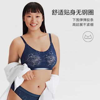 VICTORIA'S SECRET 直降178|维密 周雨彤同款小雏菊蕾丝返定棉杯小胸美型文胸内衣女 靛果蓝4X0K XS