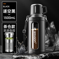 邦达（bangda）（BDGA68）户外凉水壶大容量防爆塑料玻璃杯耐高温防摔茶水分离杯 从林黑1500ML