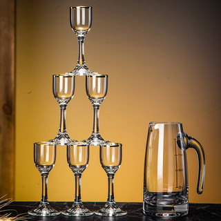 VINOS 新中式高脚茅台白酒杯套装二两分酒器家用水晶玻璃小酒杯子弹杯 6+6茅台白酒杯
