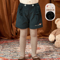 精典泰迪 婴幼裤子加厚灯芯绒女童裤子百搭加绒短裤