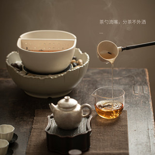 尚言坊古法煮茶碗煮茶器煮茶壶陶瓷围炉煮茶盆电陶炉煮茶炉葫芦 江山煮茶碗套组