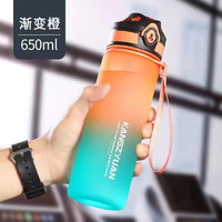名锐（MINGRUI）运动水杯大容量塑料杯男女学生水壶健身水瓶便携 进口Tritan-渐变橙青650ml