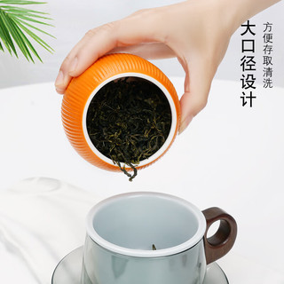 76陶瓷茶叶罐密封罐储存罐茶罐乌龙茶红茶黑茶白茶普洱茶罐 红色