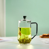 忆壶茶（YIHUTEA）高硼硅加厚透明绿茶杯耐高温绿把杯男女士办公室泡花茶杯