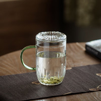 忆壶茶（YIHUTEA）大容量绿茶杯耐高温泡茶带把茶杯透明玻璃家用菊花泡茶花茶杯
