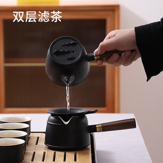 豪峰 整套功夫黑陶茶具套装家用茶盘茶台托盘侧把茶壶茶杯茶具配件