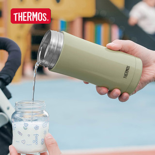 膳魔师（THERMOS）不锈钢温显杯智能测温保温杯办公泡茶高档送礼水杯TCDC-400 卡其色(MGY)