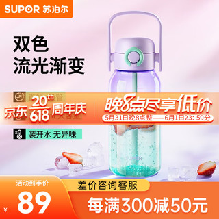 SUPOR 苏泊尔 水杯大容量塑料杯便携运动水壶 绿野仙踪