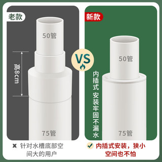 特路pvc75内插变50排水管接头直接补心下水管内外大小头变径转换配件 pvc75内插变46