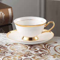 SDX欧式小奢华描金边咖啡杯碟套装陶瓷家用下午茶具咖啡器具配杯碟勺 金碧辉煌1杯1碟1勺