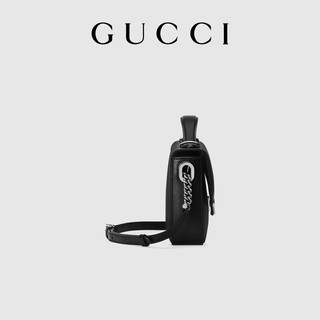 GUCCI 古驰 Petite GG系列 女士牛皮革单肩包 739721AABSG 黑色 小号