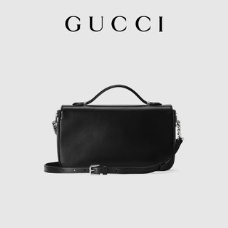 GUCCI 古驰 Petite GG系列 女士牛皮革单肩包 739721AABSG 黑色 小号