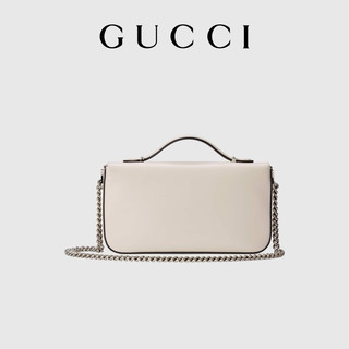 GUCCI 古驰 Petite GG系列 女士牛皮革单肩包 739721AACAW 白色 小号