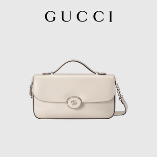 GUCCI 古驰 Petite GG系列 女士牛皮革单肩包 739721AACAW 白色 小号