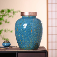瓷芸景德镇陶瓷酒坛家用带密封盖酒罐储酒罐大酒缸空酒瓶白酒坛泡酒瓶 蓝色10斤无孔 带高分子盖空坛