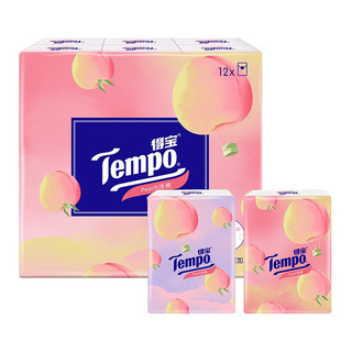 得宝（TEMPO）浅桃果香手帕纸餐巾纸迷你便携有香纸巾4层加厚小包面巾纸 4层7张共36包