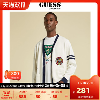 GUESS Originals男倒三角LOGO针织开衫-M1BR46Z2K30 M OFWT-白色