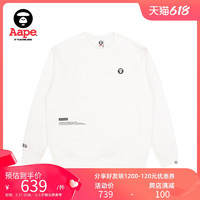 Aape 旗舰店男装秋冬字母印花猿颜徽章宽松薄绒圆领卫衣3897XXJ