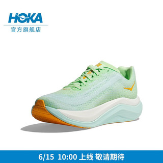 HOKA ONE ONE男女款马赫X竞赛公路跑步鞋Mach X回弹缓震 青柠色 / 亮海蓝-女 39/245mm