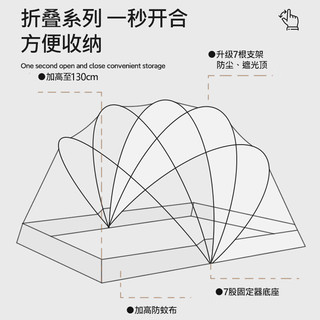 南极人（home）新款高级免安装可折叠蚊帐家用卧室1.8x2米蒙古包儿童防摔纹帐 克莱因蓝 80cm宽x190cm长