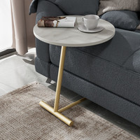 ANERYA 安尔雅 沙发边几客厅小茶几简约家用岩板桌面角几床头小桌子 雪山白40cm