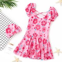 儿童泳衣女连体裙式中大童女孩小公主2023新款可爱洋气温泉游泳衣