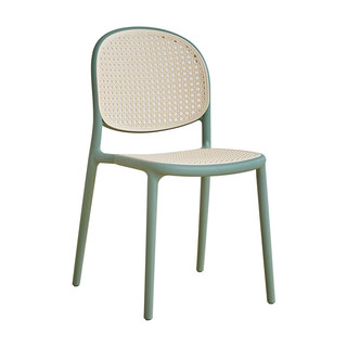 迈亚家具北欧藤编塑料设计师原创椅子可叠放餐椅网红靠背椅书桌椅家用凳子 仿藤编可叠放