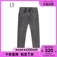 it izzue男装牛仔长裤春季简约休闲合身舒适直筒裤6510S2