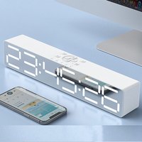 HPANPANG50电脑长条镜面时闹钟LDE显示蓝牙音箱小程序闹钟智能音响 白色旗舰版