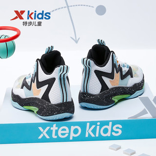 特步（XTEP）儿童童鞋男童透气刕风缓震飞弹科技运动篮球鞋 新白色/黑 35码