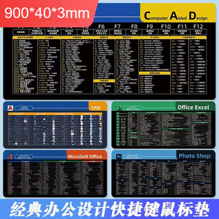 键盘鼠标垫大号护腕桌面垫快捷键CADPPT超大办公PS电竞卡通游戏桌垫OLOEY PPT快捷键大全(版) 900*400*3mm