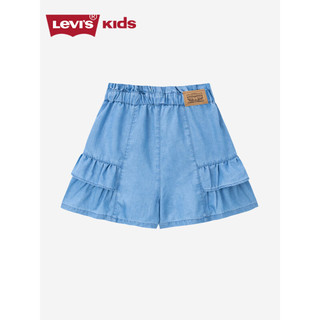 Levi's 李维斯童装女童牛仔短裤2023夏季新款儿童木耳边双侧口袋裤子 烟灰蓝 110/50