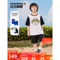 Converse 匡威童装男童短袖T恤短裤2件套2023夏季新款儿童经典星星套装 正黑色 130/64