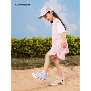 Converse 匡威童装女童短袖T恤短裤2件套2023夏季新款儿童休闲运动套装 朝霞粉 150/68