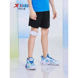 特步（XTEP）儿童童装男童中大童跑步系列运动梭织五分裤 纯正黑 165cm