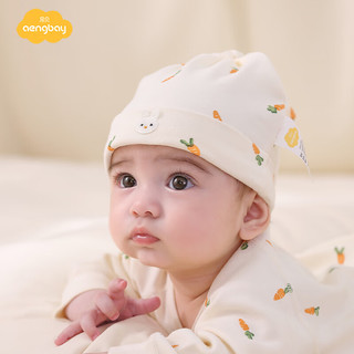 Aengbay昂贝 胎帽新生婴儿春秋薄款新生儿帽子透气护囟门宝宝外出遮阳 小萝卜兔 16cm（0-3个月）