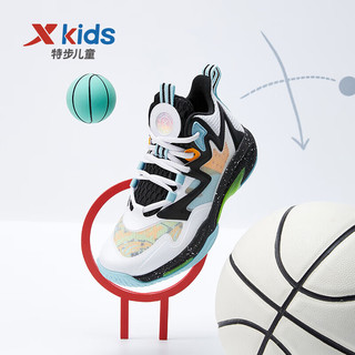 特步（XTEP）儿童童鞋男童透气刕风缓震飞弹科技运动篮球鞋 新白色/黑 40码