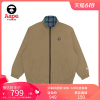 Aape 旗舰店男装秋冬字母刺绣双面穿潮流格纹夹克外套7464XXH