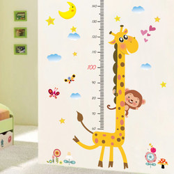 SAVFOX 三尾狐 可移除墙贴儿童房客厅卡通宝宝量身高尺墙面装饰贴画动物身高贴纸