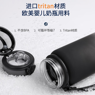 名锐（MINGRUI）运动水杯男大容量Tritan水壶健身男女士学生塑料泡茶杯子健身壶 黑白650ML