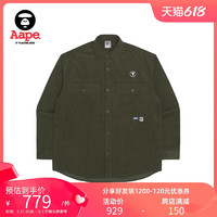 Aape 旗舰店男装秋冬字母刺绣双口袋宽松版休闲长袖衬衫8420XXJ